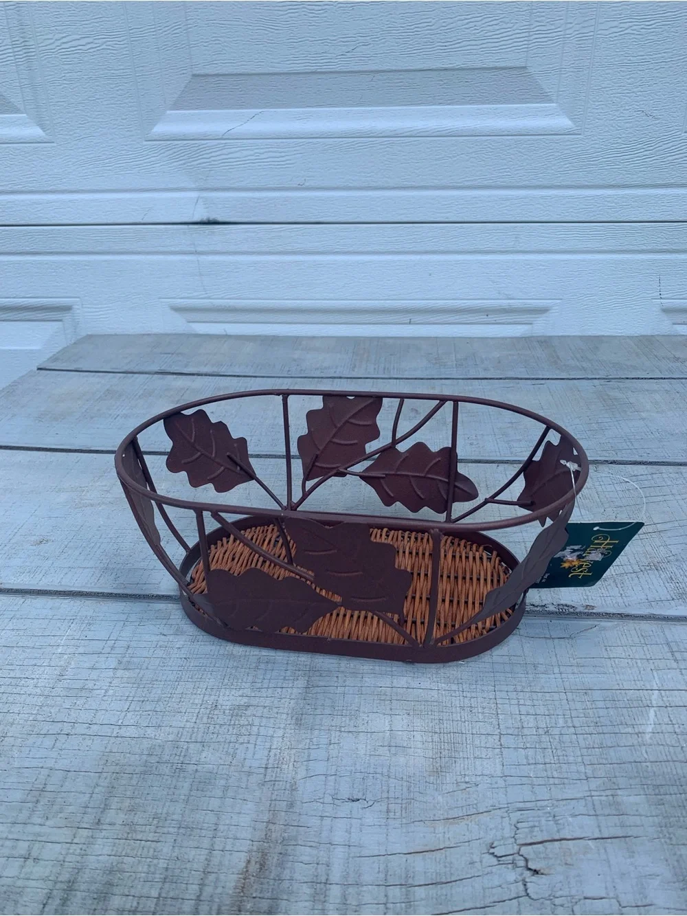 Decorative Brown Metal Leaf Basket - Home Accents